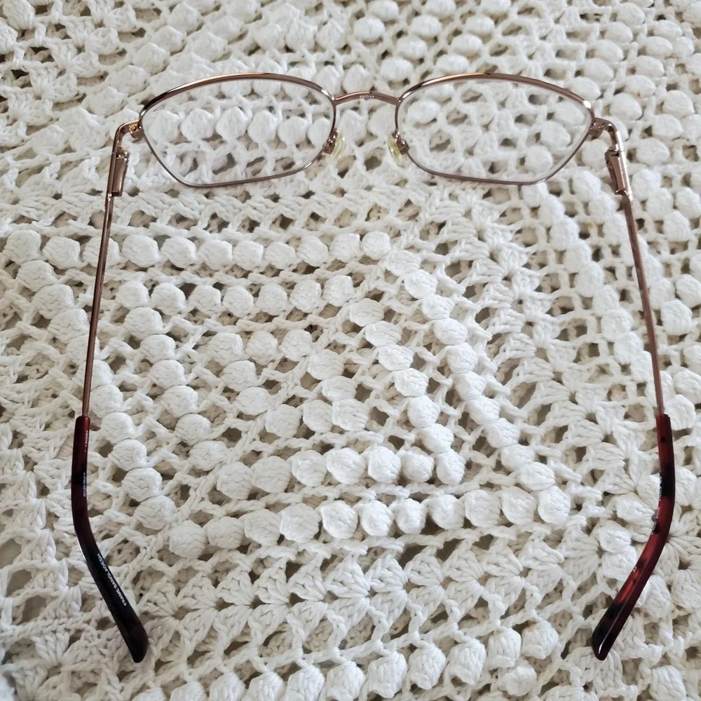 Ellen Tracy Edina Eyeglass Frames Womens 53-17-135 Wine Gold Square FRAMES ONLY